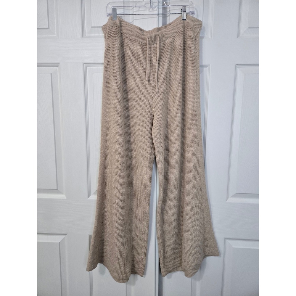 Aerie Wide Leg Cozy Up Sweater Pants XXL Oatmeal Drawstring Lounge Pants